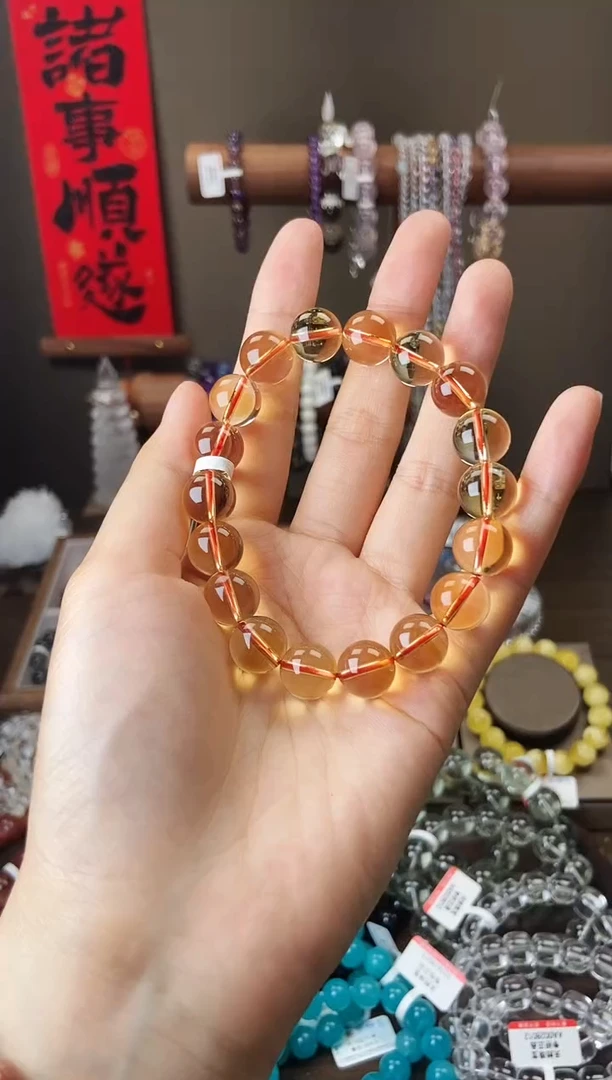 水晶手链未镶嵌11.5mm+巴西暴力黄水晶