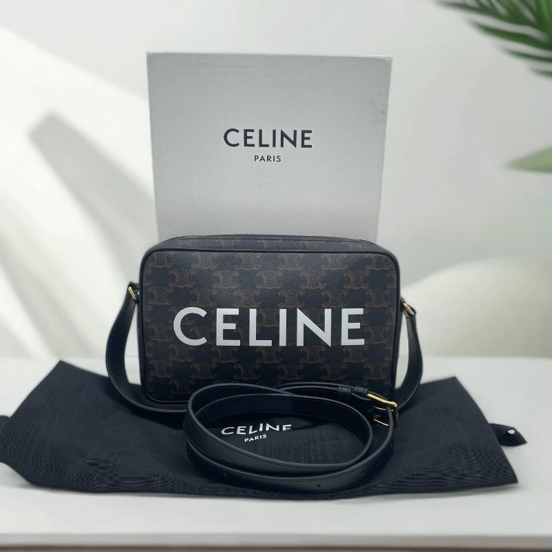 95新 Celine/思琳 凯旋门标志经典满印老花相机包（012818）单肩