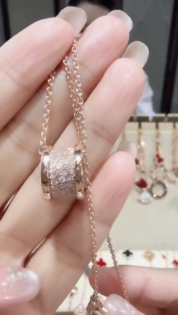 18K金镶嵌套链钻石满钻大号露露通