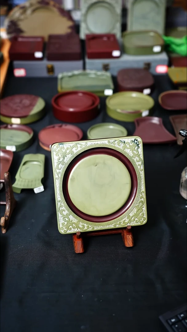 虢州南河坑老料7寸方形辟雍砚