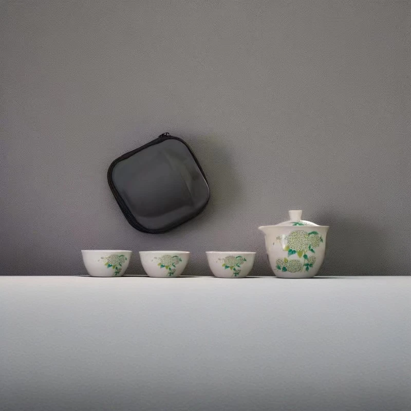 当代 KK0246-绣球花一壶三杯旅行茶具