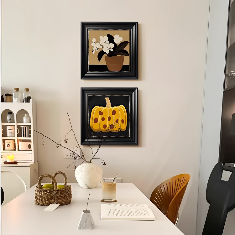 法式多巴胺餐厅装饰画高级感壁画复古客厅沙发背景墙餐桌墙挂画