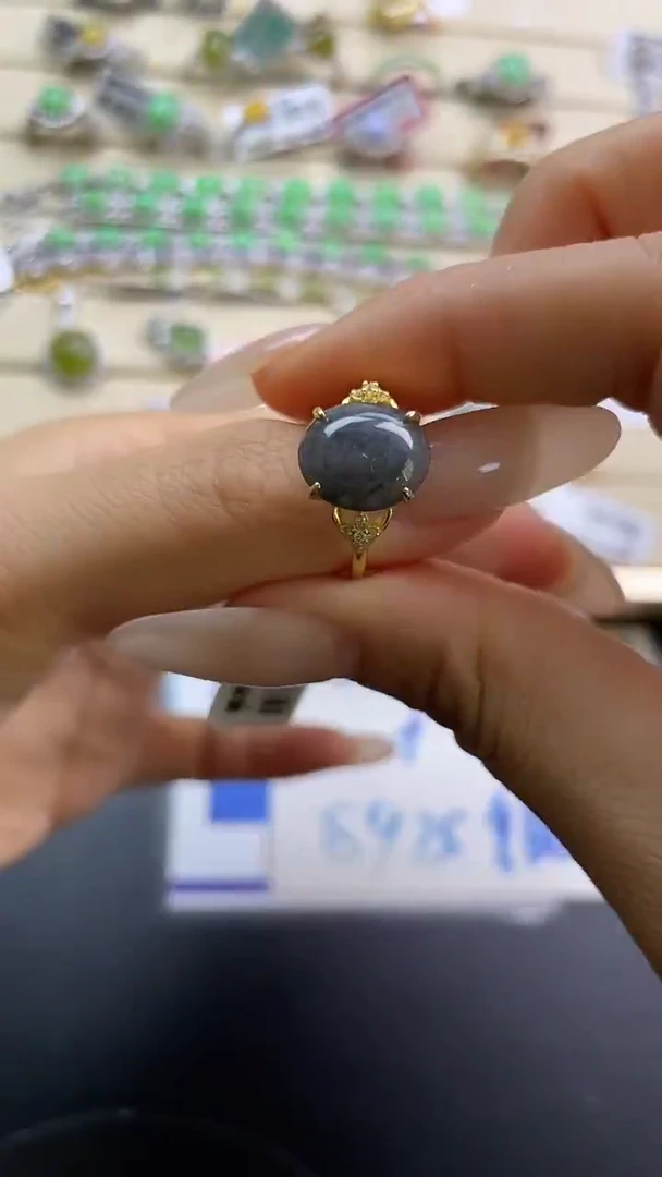 银S925镶嵌戒指翡翠翡翠 蛋面 银S925镶嵌