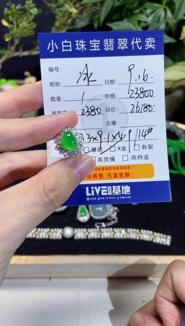 套链18K金镶嵌翡翠冰*?戒指
