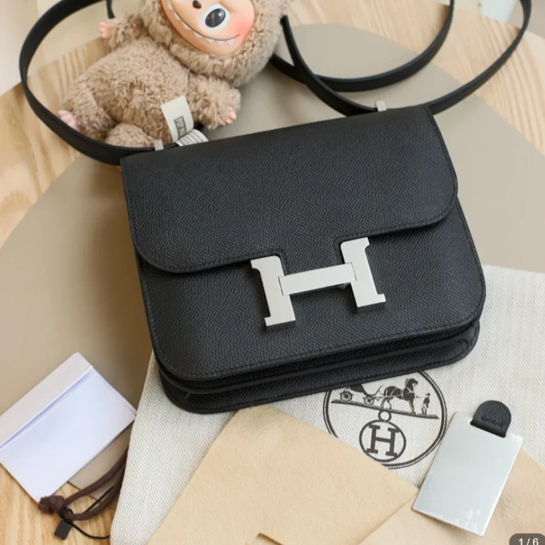 未使用 Hermes/爱马仕 康康constance19 K刻 EP皮 黑色 银扣