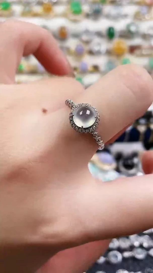 银S925镶嵌戒指翡翠85