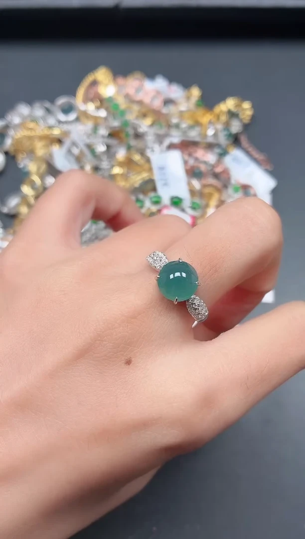 银S925镶嵌戒指翡翠11