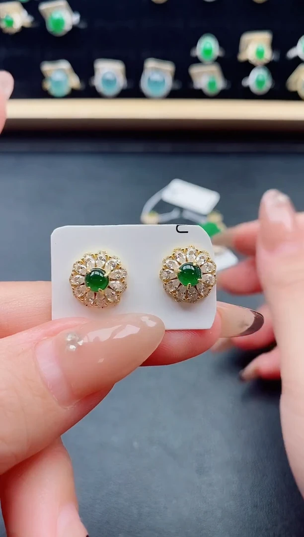 银S925镶嵌戒指翡翠1