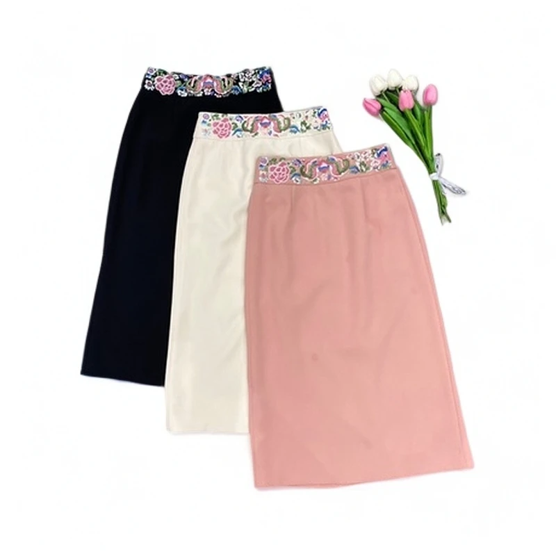 267881新中式半裙腰部精美刺绣后拉链式时尚穿搭款