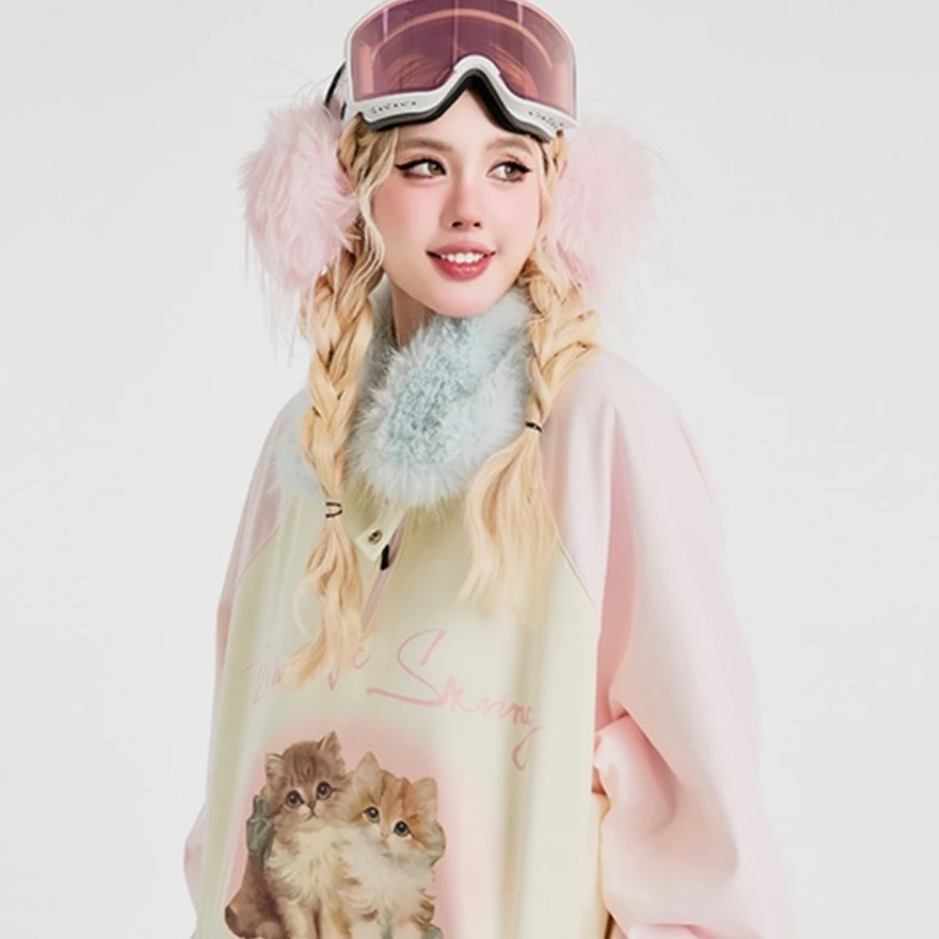 Swagli新款【躲猫猫】高甜滑雪卫衣宽松加绒户外单双板滑雪服男女