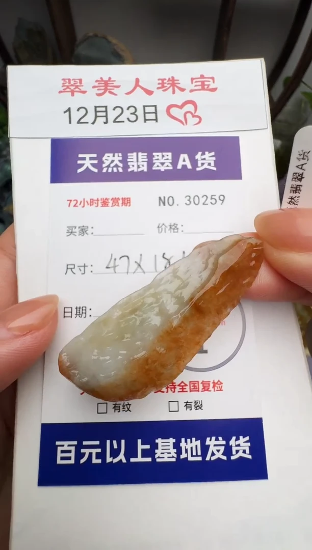 颈饰未镶嵌翡翠原石30259