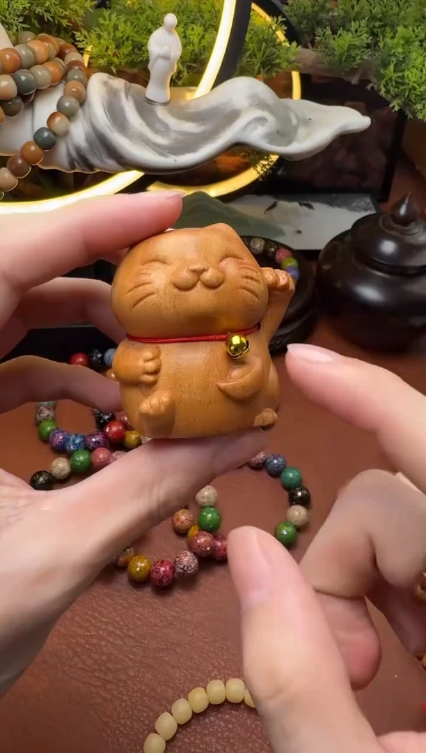 破布木（黄金檀）把件黄金檀猫猫把件