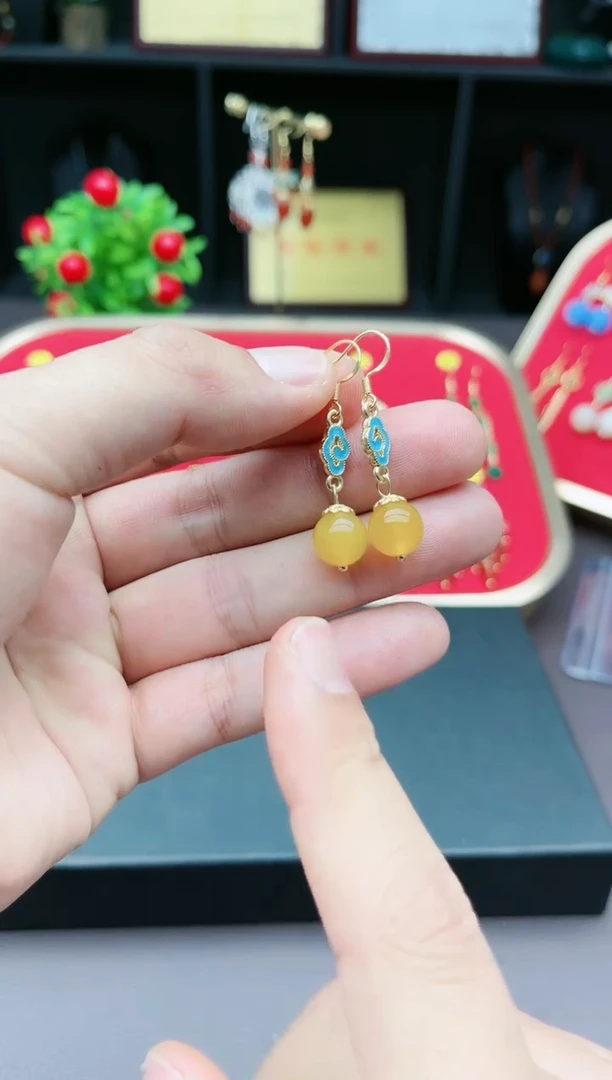 【闪购商品】玛瑙/玉髓耳钉银S925镶嵌533000