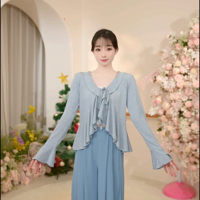 3225 D柔纱系带开衫成人舞蹈服女款上衣练功形体新款日常中国现代