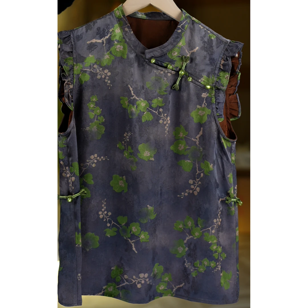 青丝绕<<非遗美学>>1981气质减龄国风复古无袖上衣