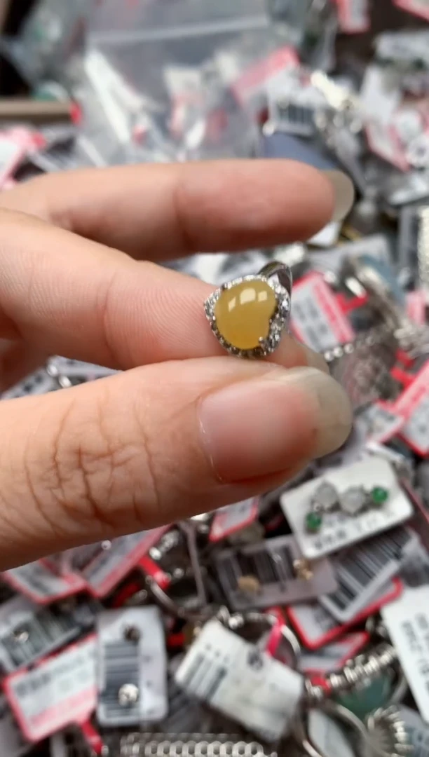银S925镶嵌戒指翡翠天然A货缅甸翡翠