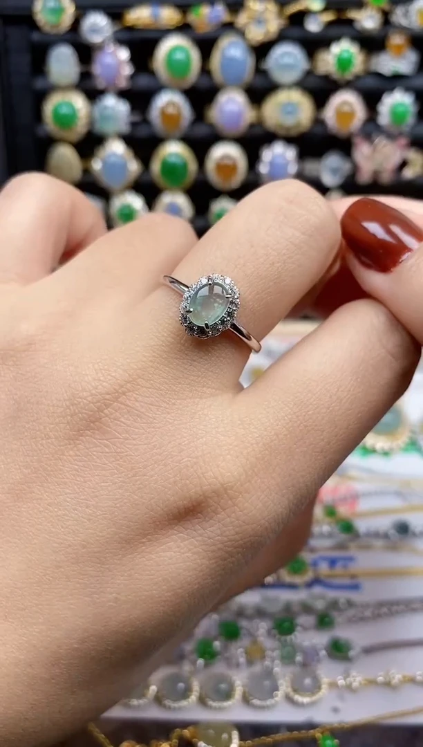 银S925镶嵌戒指翡翠8340