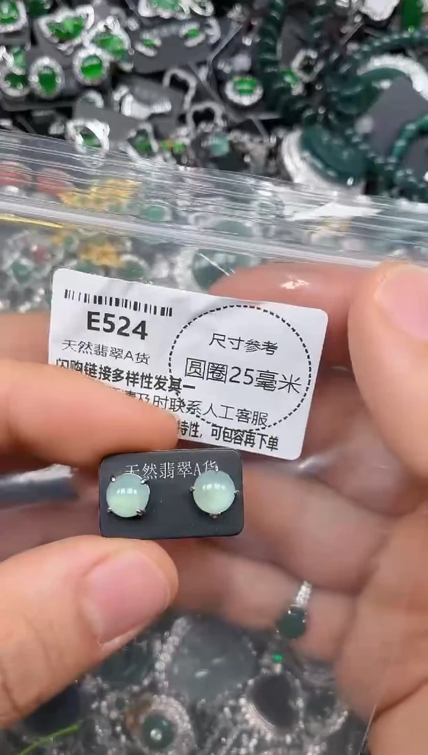 颈饰未镶嵌翡翠E524耳钉
