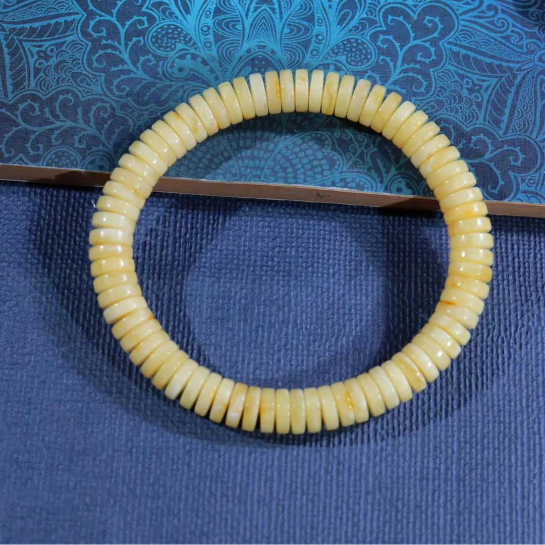 天然俄料白花蜡精工药片手串（多样性发货，发其一）