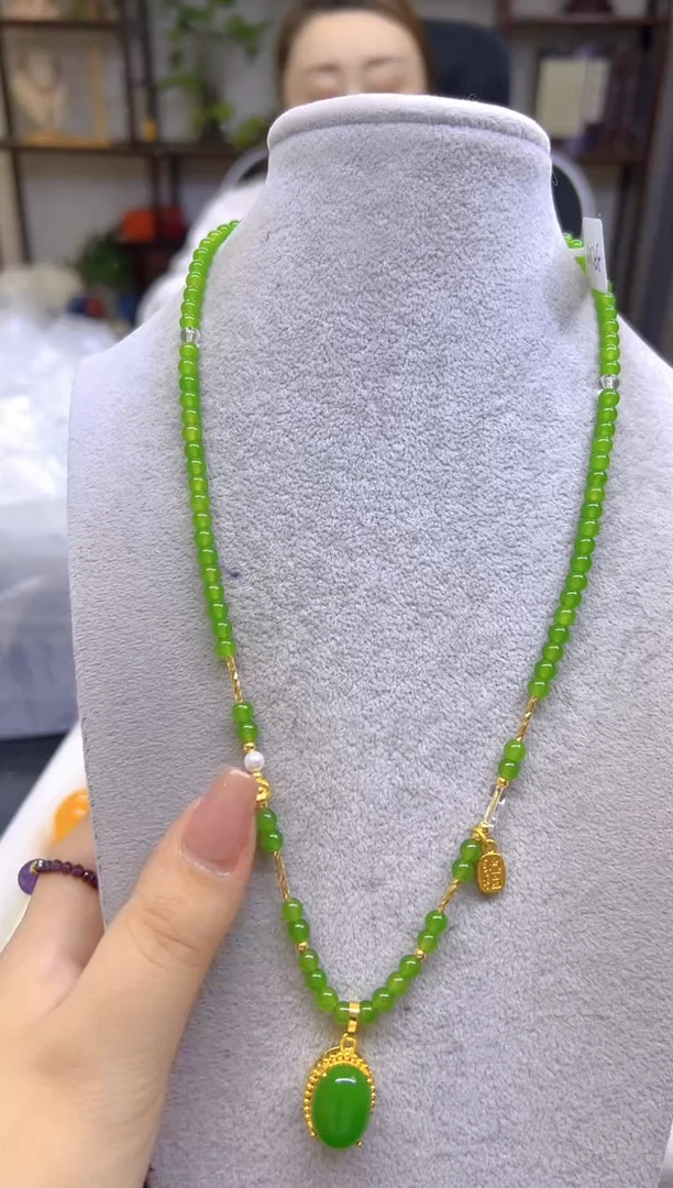 和田玉（碧玉）未镶嵌颈饰DIY款X700