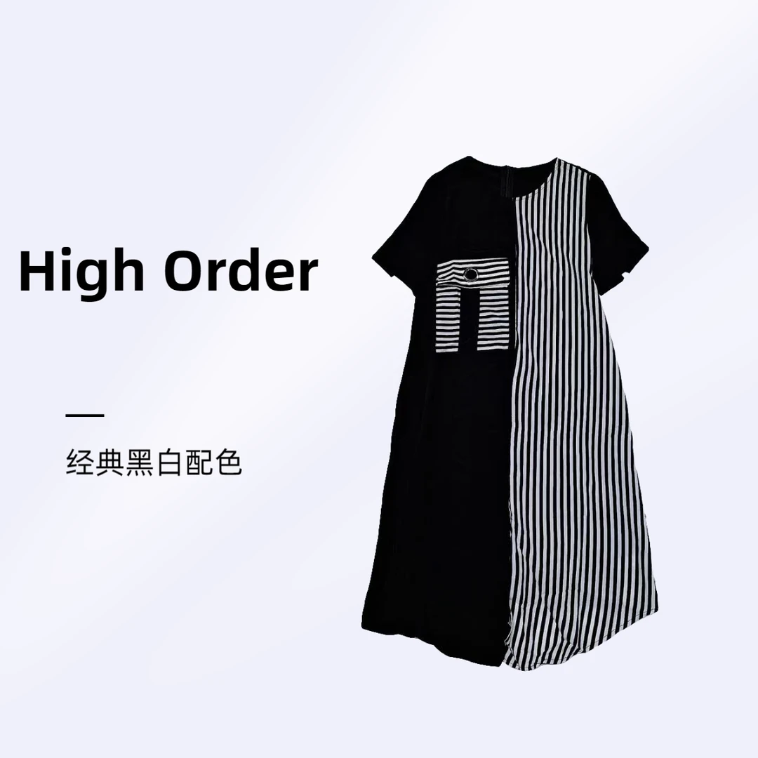 NN921新款夏季条纹显瘦连衣裙时尚休闲宽松中长款