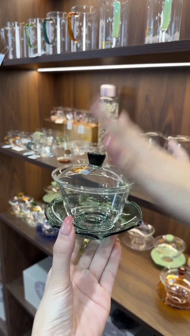 禾器 荷叶盖碗墨绿