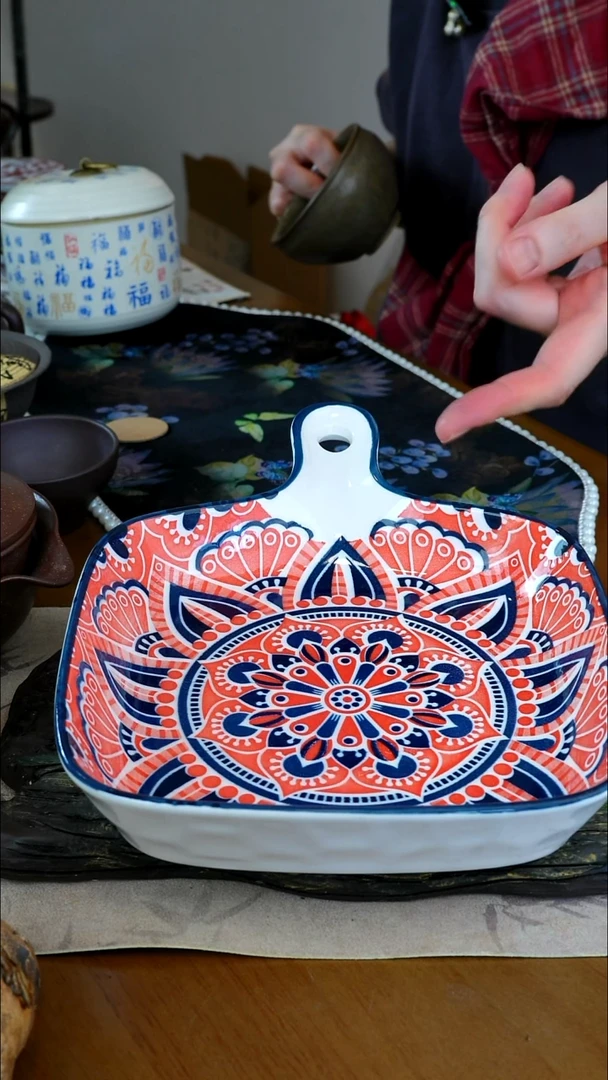 陶茶瓷物花纹餐盘语