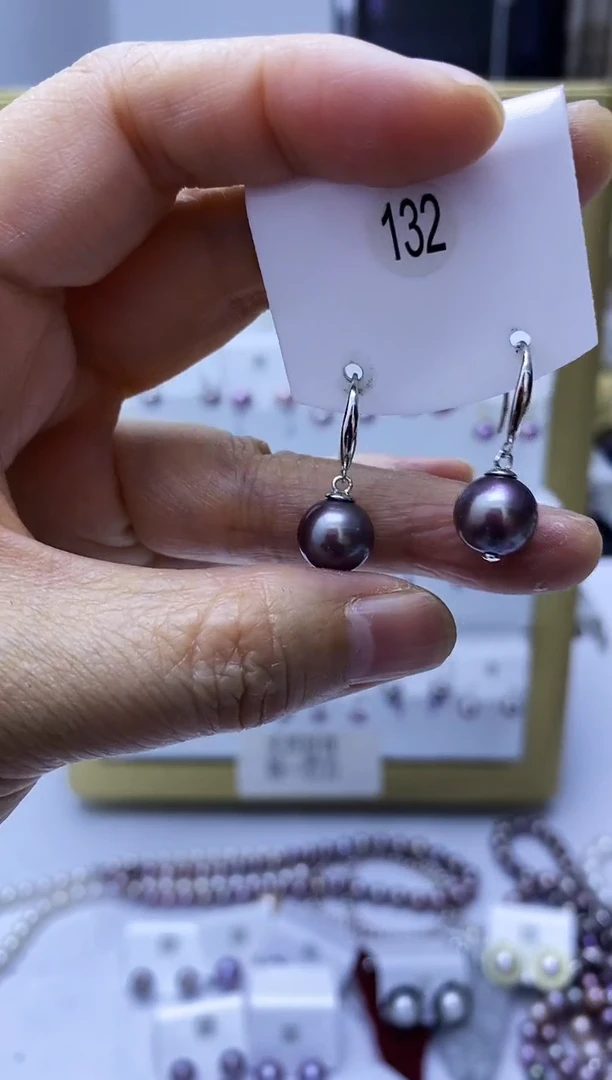 银S925镶嵌耳饰淡水珍珠132