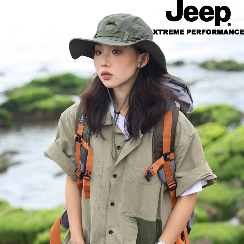 JEEP吉普帽子男女冬季遮阳防晒帽防紫外线渔夫帽户外骑行登山帽子