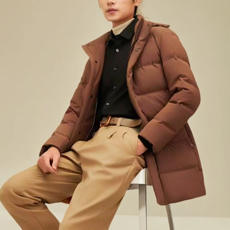 【鹅绒服9002】男士轻奢设计师风格都市时尚商务通勤中长款羽绒服