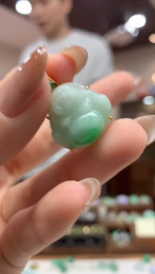 【闪购商品】翡翠吊坠(不含链)18K金镶嵌佛公