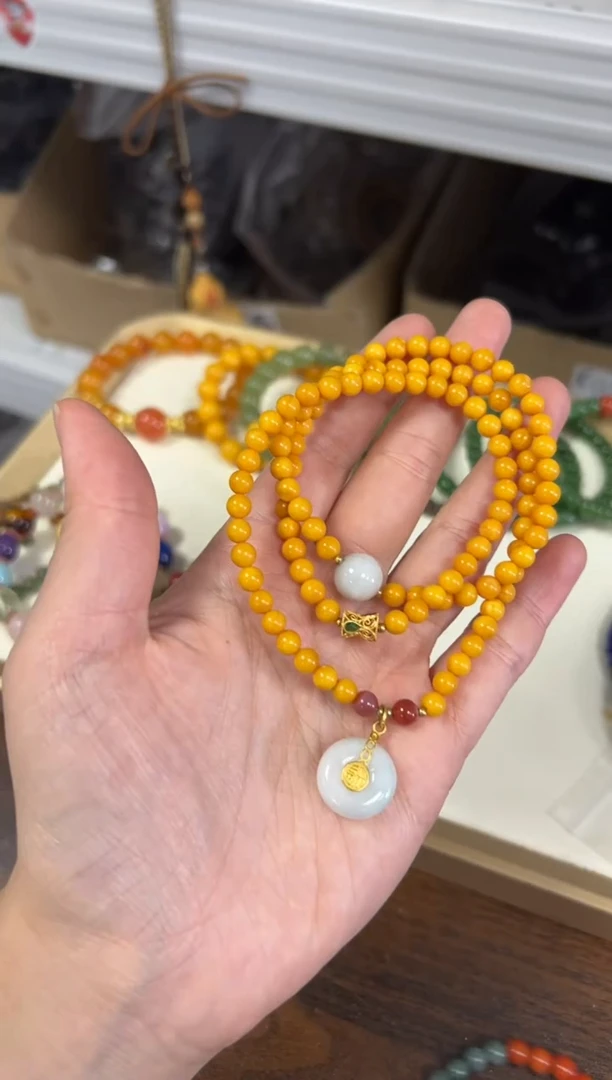 未镶嵌蜜蜡手链孤品老蜜蜡翡翠款多圈[2101]