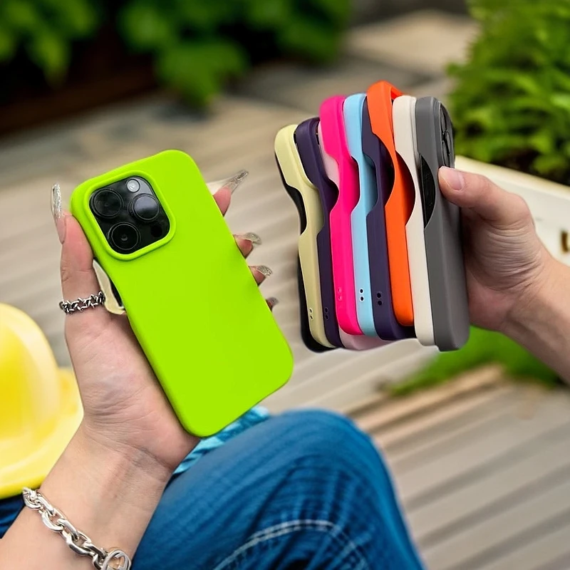 新款液态硅胶半包壳适用苹果16promax防摔耐脏男女14纯色15手机壳