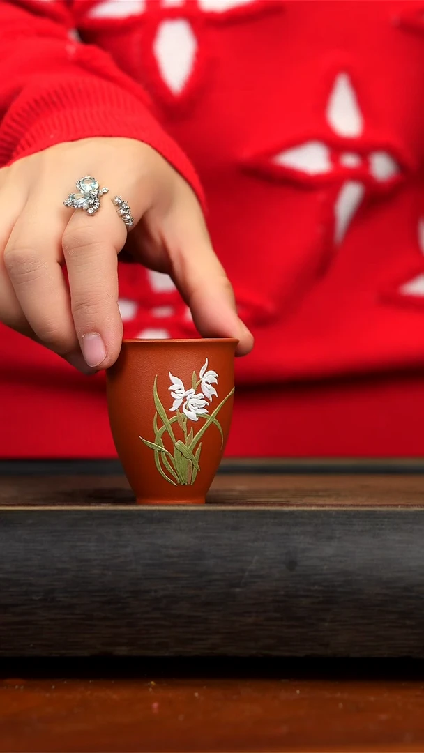 【闪购商品】紫砂茶壶朱泥兰花闻香杯