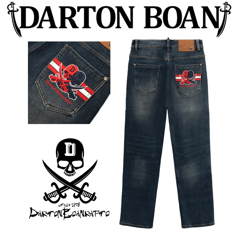 【DA双刀】秋冬新款休闲微阔直筒高级蓝时尚百搭弹力洗水直筒裤-013