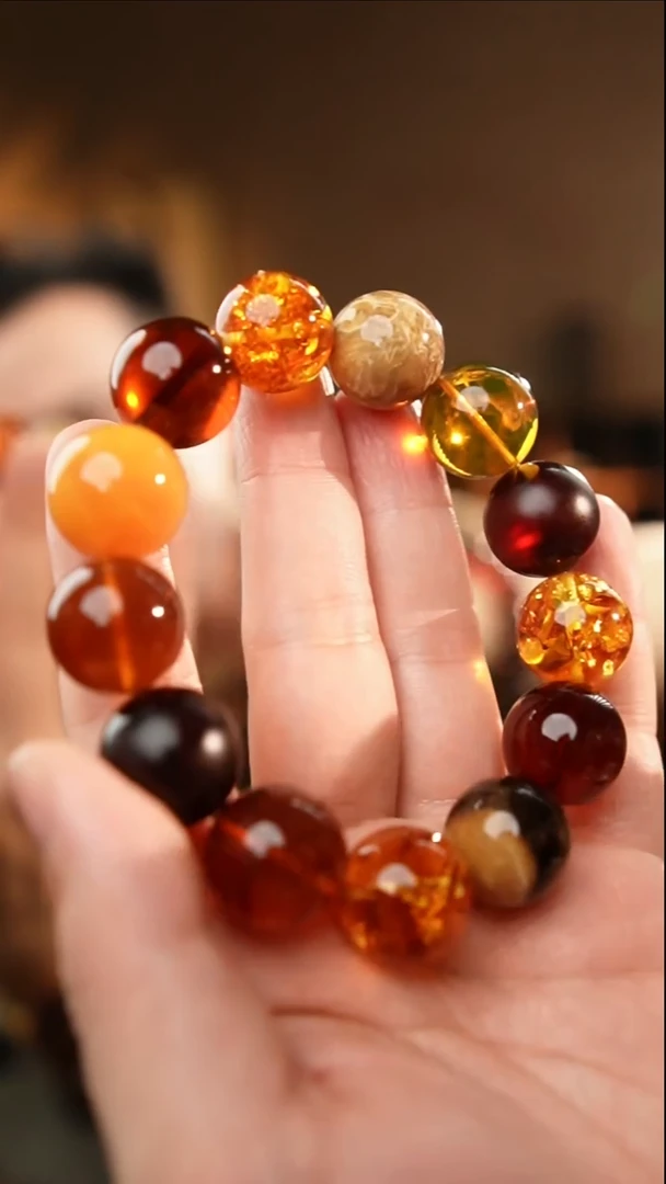 琥珀颈饰未镶嵌18+多宝手串