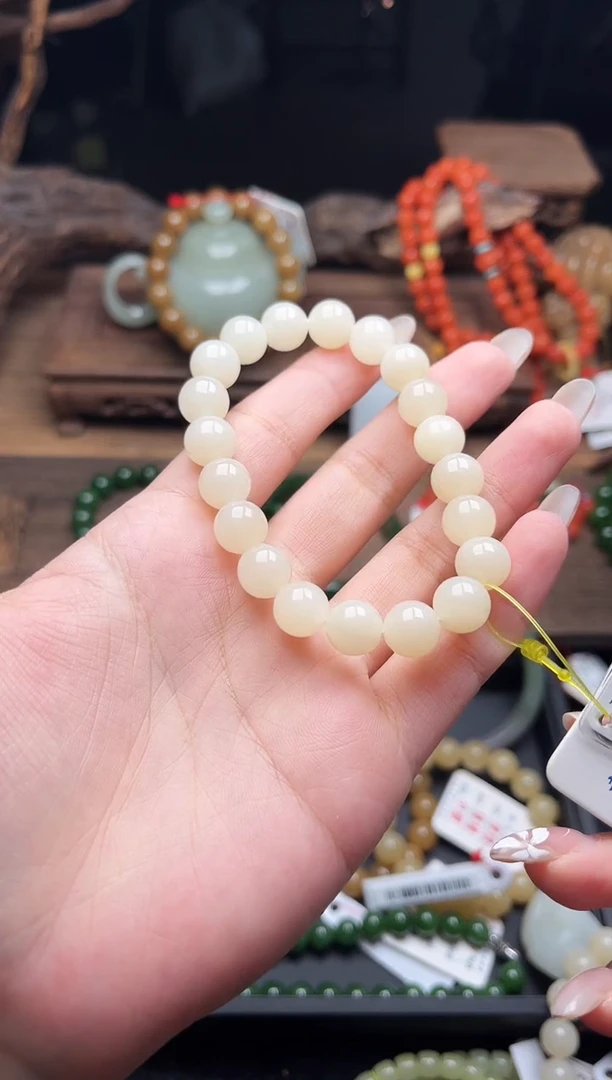 未镶嵌手串和田玉卡10青海野牛沟 圆珠 9014636