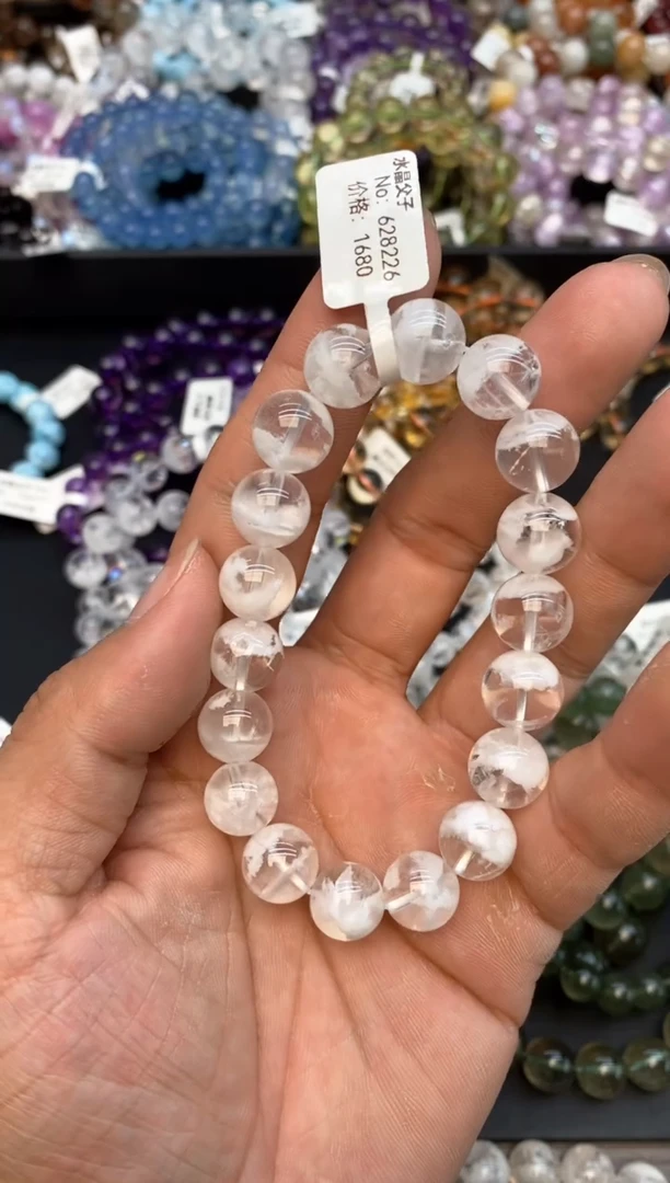 水晶手串未镶嵌12雪花幽灵12mm+