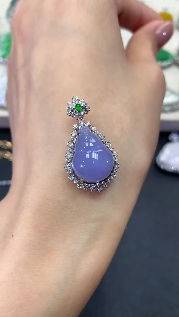 【闪购商品】翡翠吊坠(不含链)18K金镶嵌a146紫货有色差