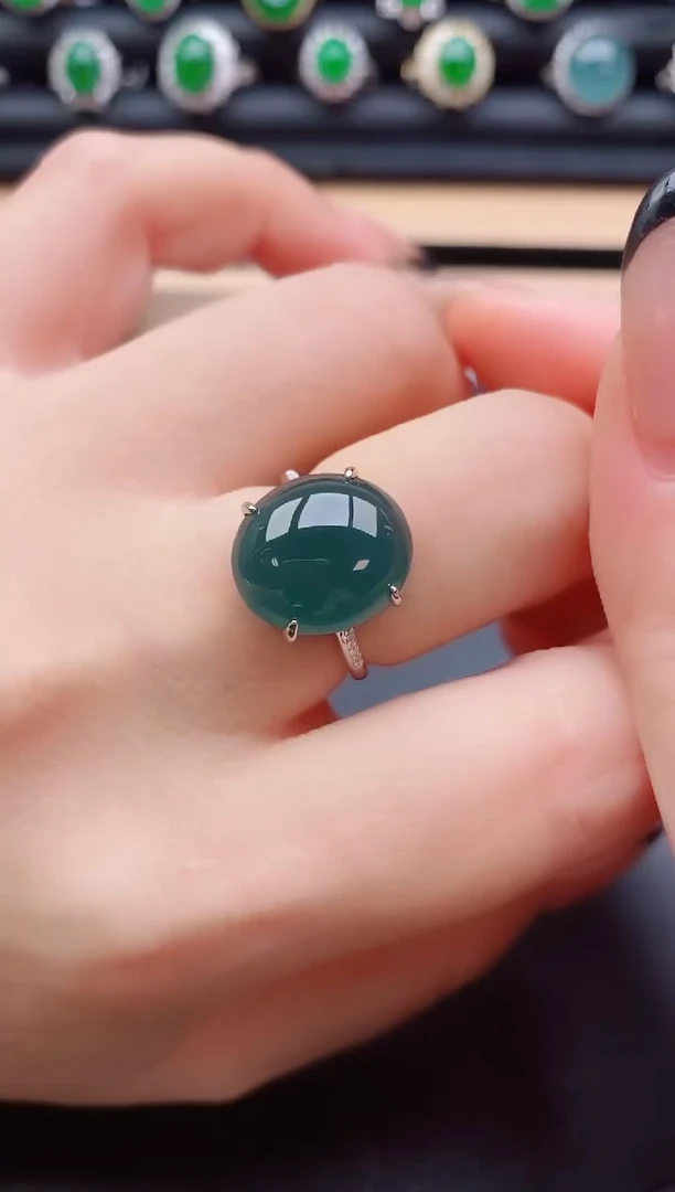 翡翠戒指银S925镶嵌1