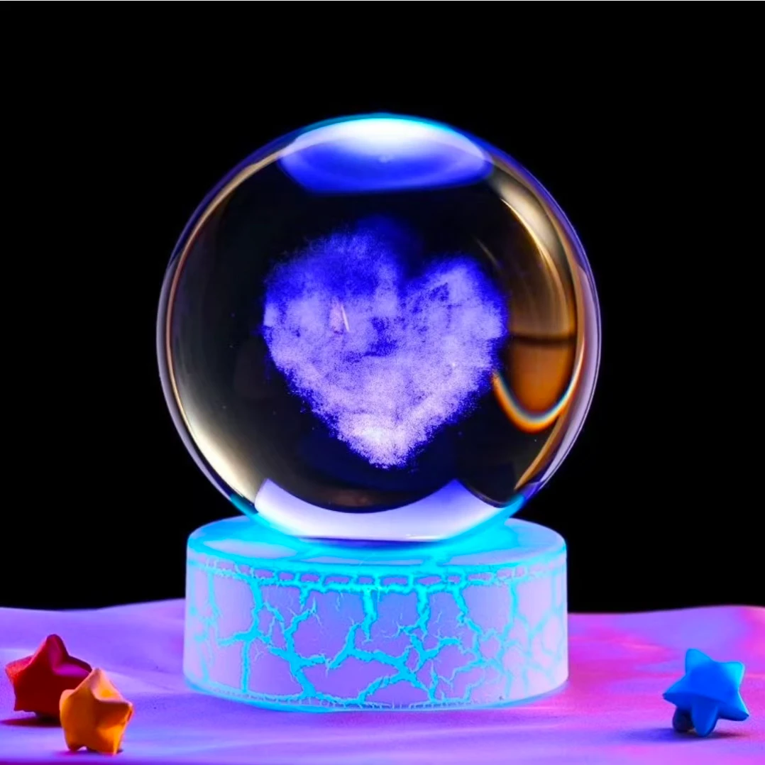 创意爱心云发光水晶球小夜灯摆件创意礼物月球银河星空宇航员系列