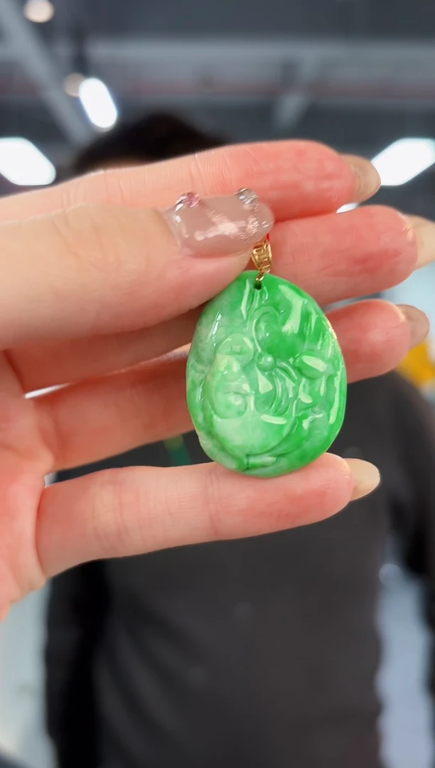 【闪购商品】翡翠颈饰18K金镶嵌 缅料A货/支持复检/一件