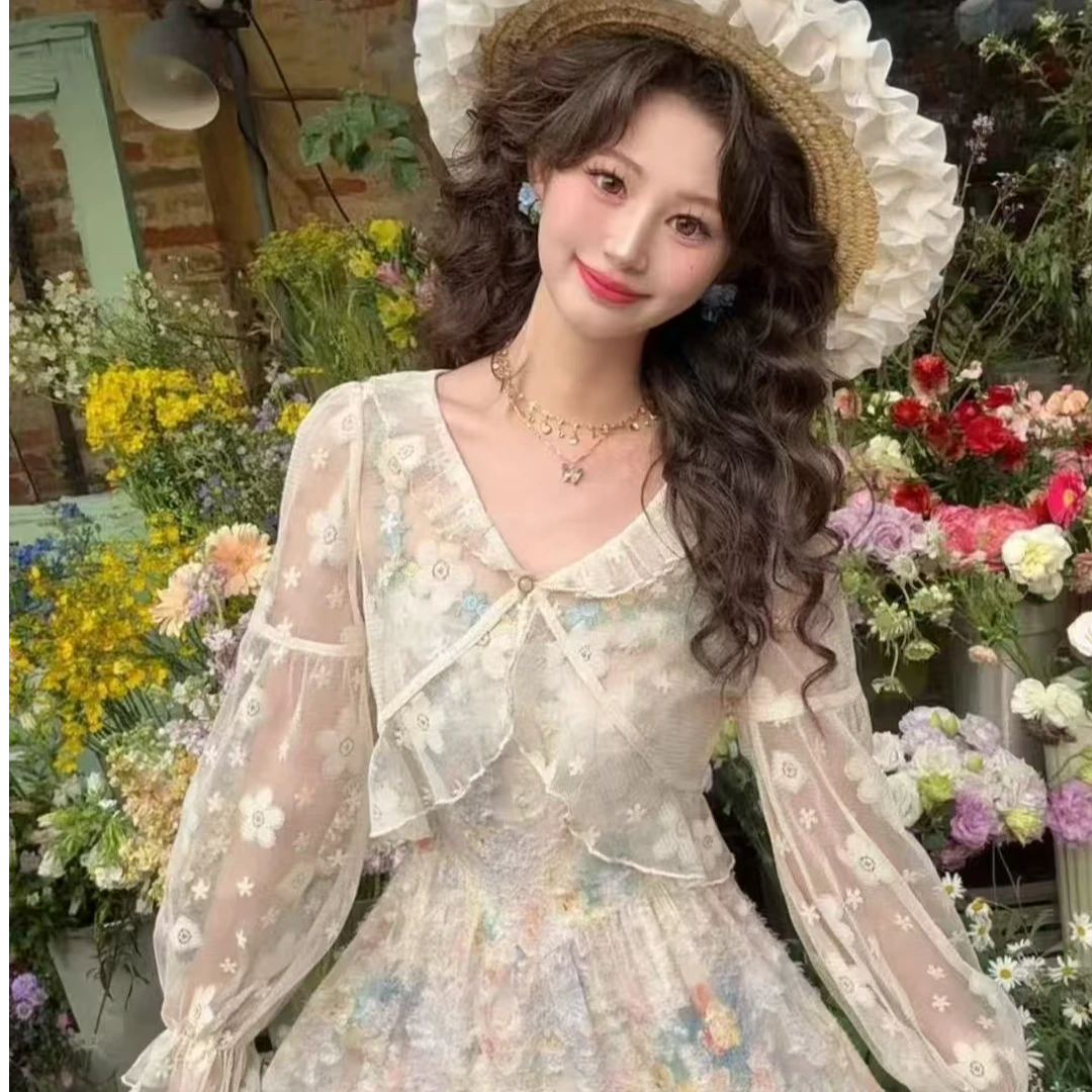 夏季新款假两件拼接长裙蓝色格纹吊带裙森女连衣裙女1520/1519