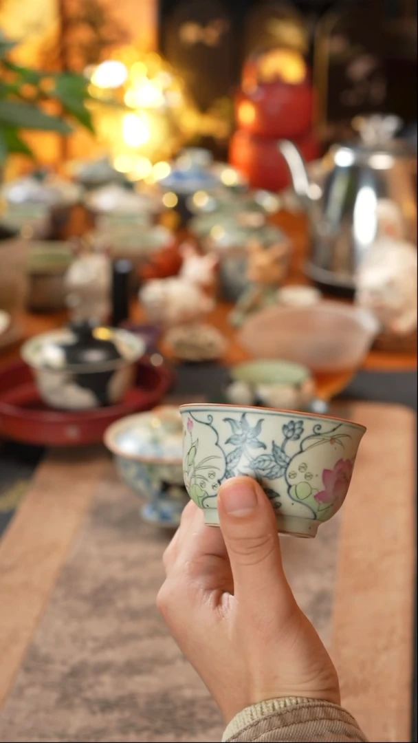 【闪购商品】素谷青花缠枝莲荷花宽口主人杯90cc