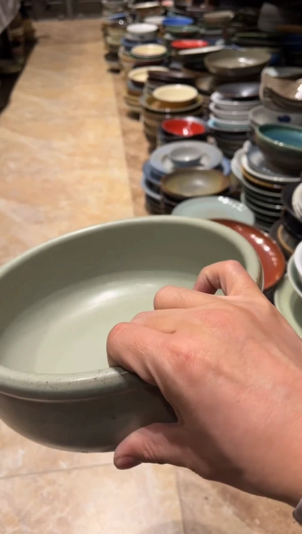 【闪购商品】瓷片136 微瑕绿影汤盆1个