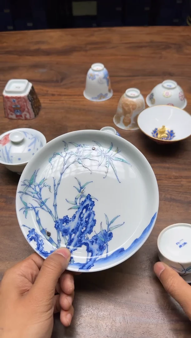 梦*一儒堂 斗彩竹石蜗牛壶承 “福利”