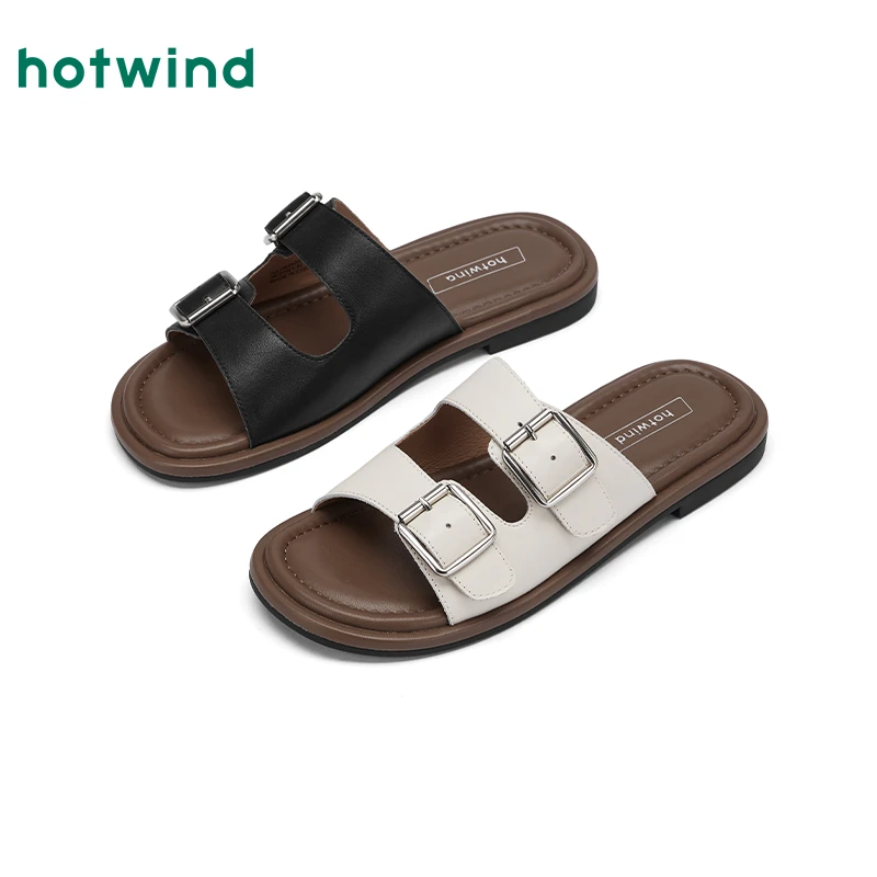 【5折】热风官方正品2025年夏季美式复古勃肯女士时尚拖鞋H51W25223