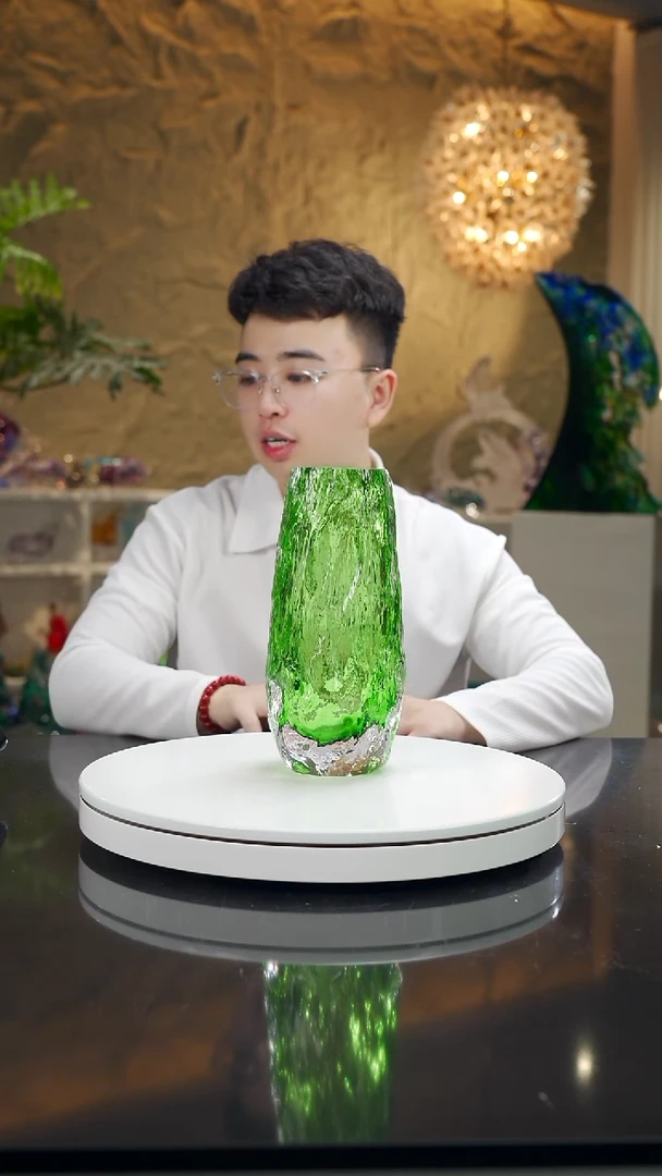 手工艺品琉璃福利绿色树纹花瓶