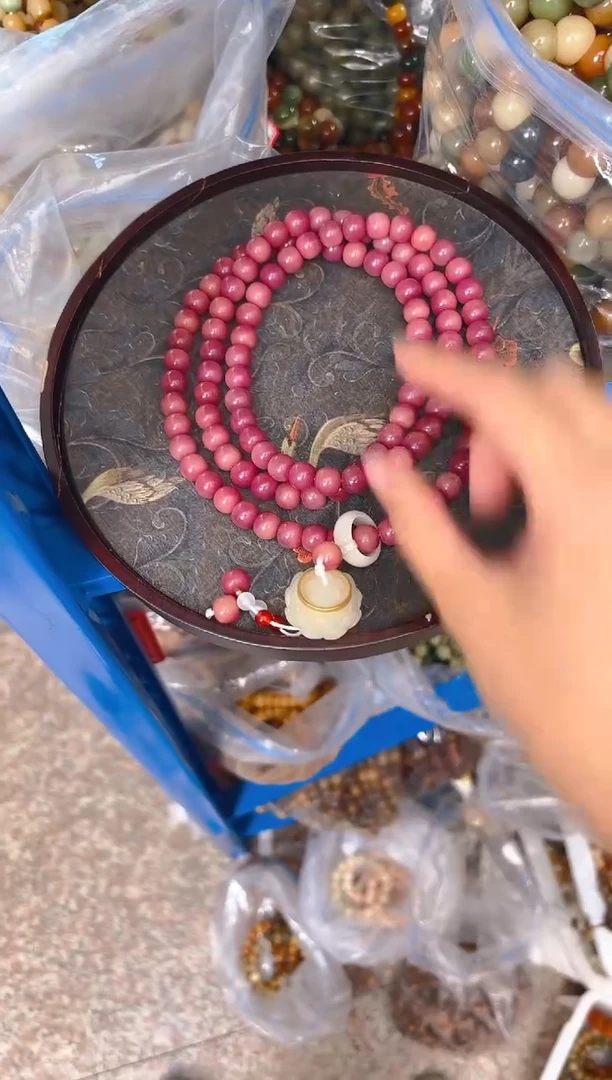 吊坠菩提根/象牙果乌梅子酱桶珠108项链