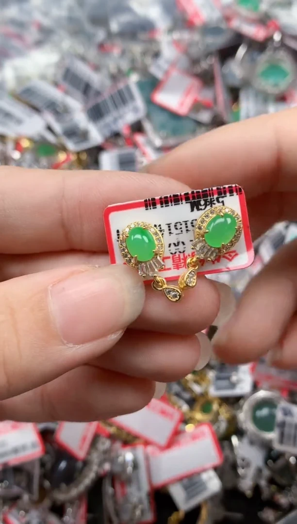 银S925镶嵌戒指翡翠天然A货缅甸翡翠